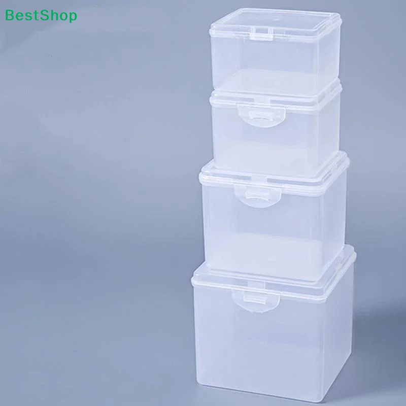 1Pcs With Lid Storage Box Rectangular Shape Multi-purpose Storage Case Plastic Clear Small Thing Container