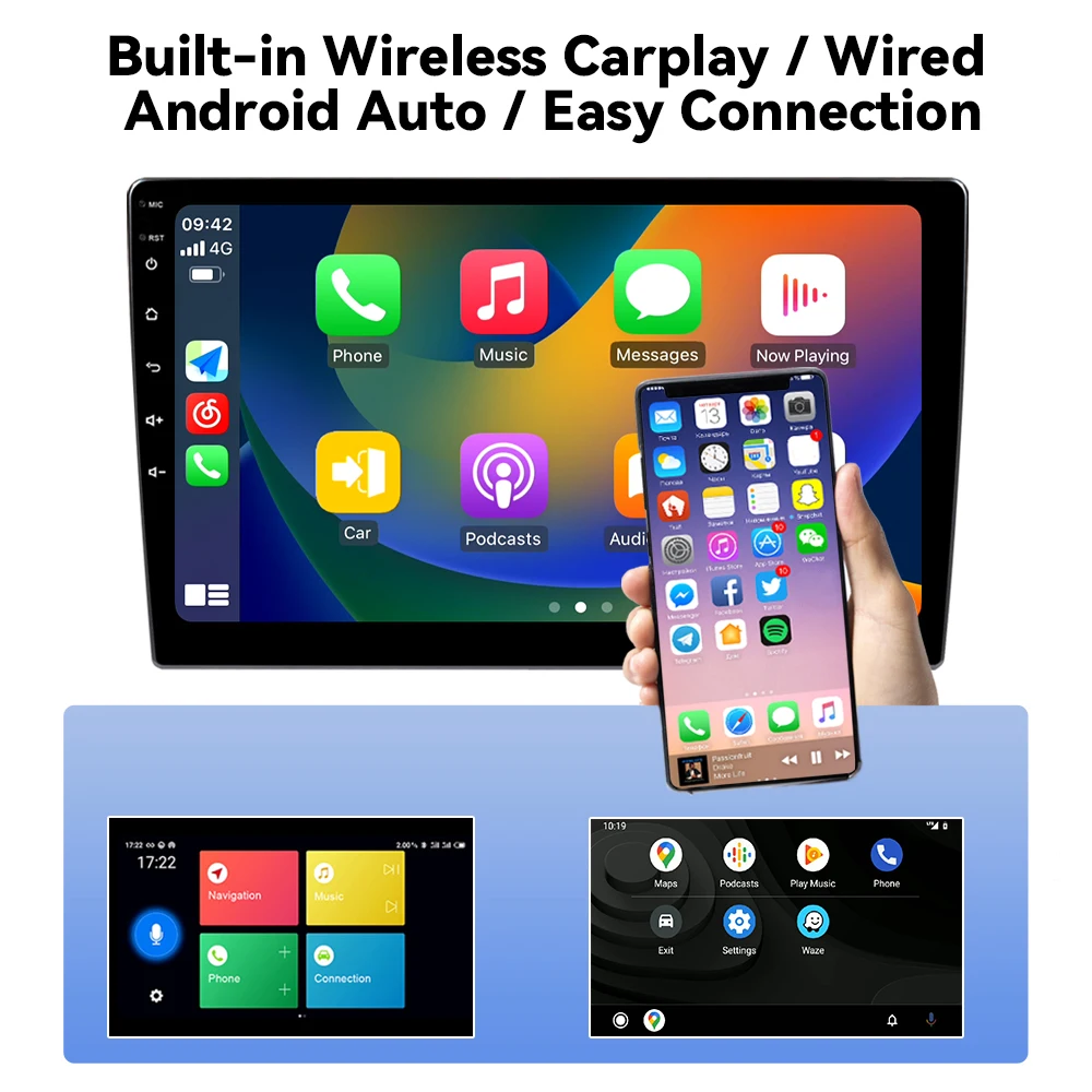 1280*720 IPS الوسائط المتعددة اللاسلكية Carplay مشغل راديو السيارة لتويوتا كورولا E140 E150 2006-2013 أندرويد 14 نظام تحديد المواقع والملاحة DSP