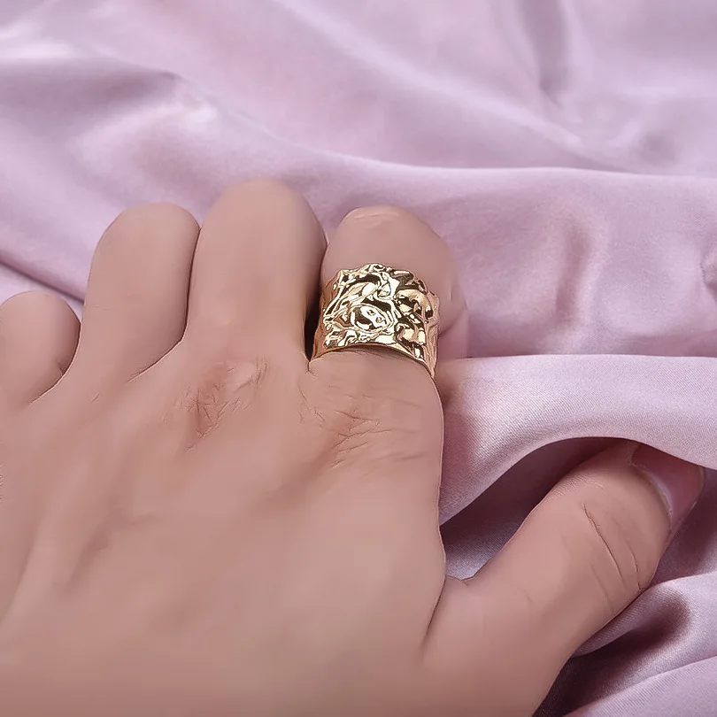 LENNIK 304 خاتم هندسي غير منتظم من الفولاذ المقاوم للصدأ، خاتم شخصية متخصص مبالغ فيه للنساء، خاتم من الفولاذ التيتانيوم