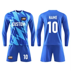 Kids Adult Soccer Jersey Set Long Sleeves Football Uniform Child Men Soccer Training Suit Football Shirt Shorts Kit Sportswear