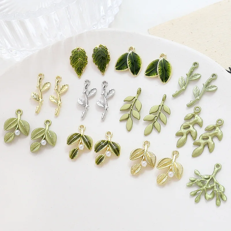 10PCS Vintage Delicate Willow Leaves Charm for Women\'s Pendant Necklace DIY Jewelry Making Lovly Accessories