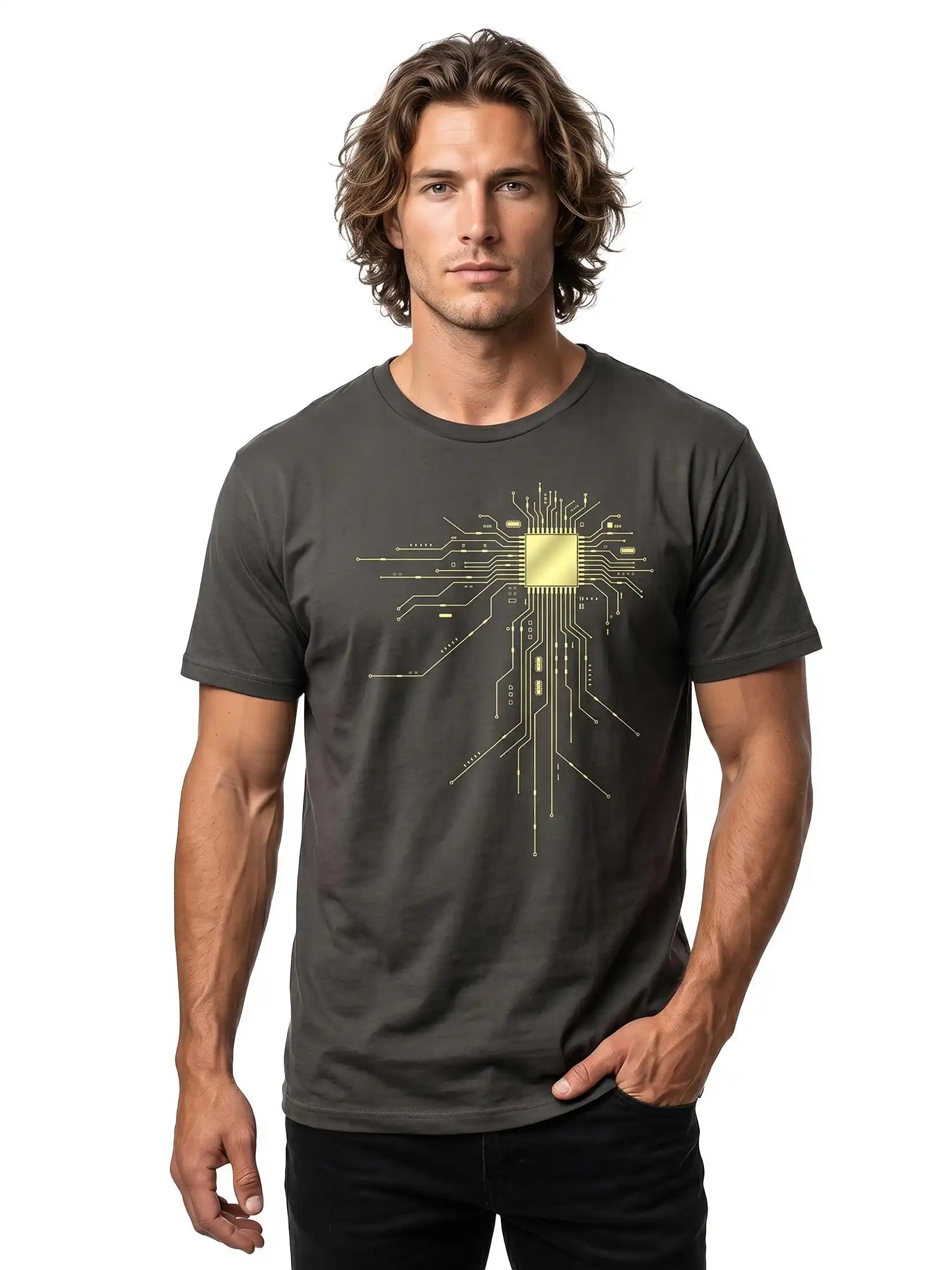 Summer Men's Casual Cotton T-shirt,   Cool Computer Geek T-Shirt for Men with 