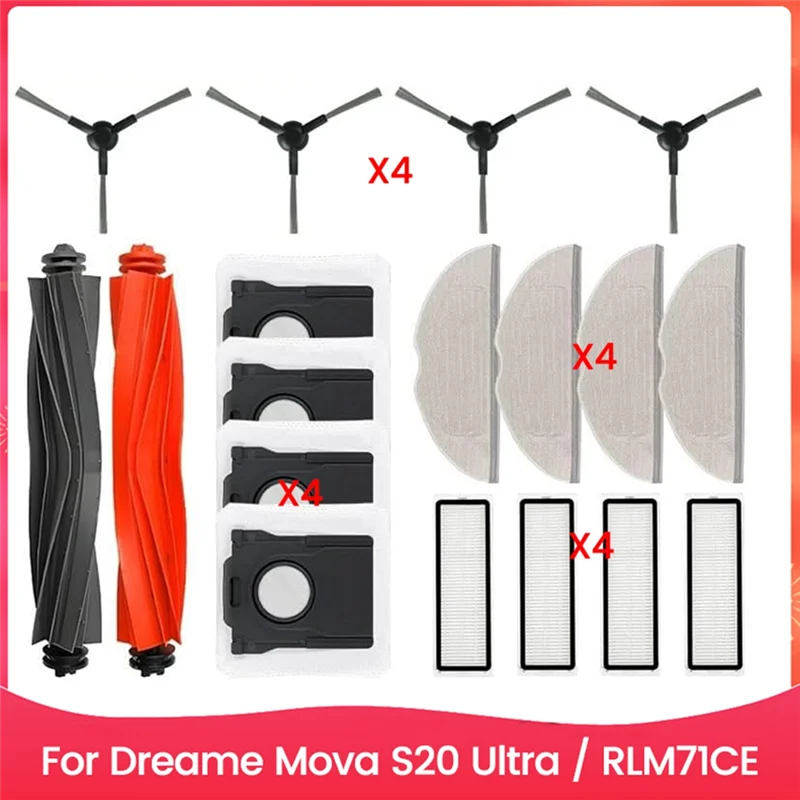 A83G-Dreame Mova S20 ウルトラ/RLM71CE スペアパーツメインサイドブラシ Hepa フィルターモップパッドダストバッグアクセサリー