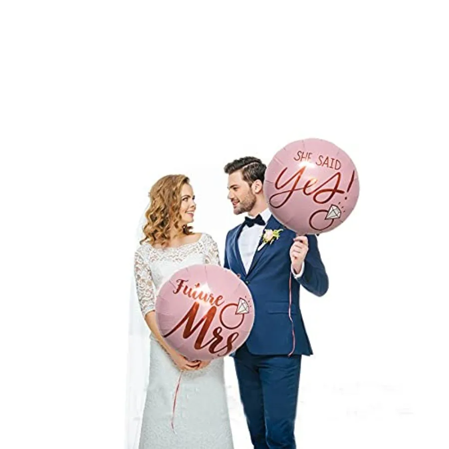 مجموعة بالونات من رقائق الماس مكونة من 5 قطع من لوازم دش الزفاف للعروس لتزيين حفلات الزفاف والخطوبة