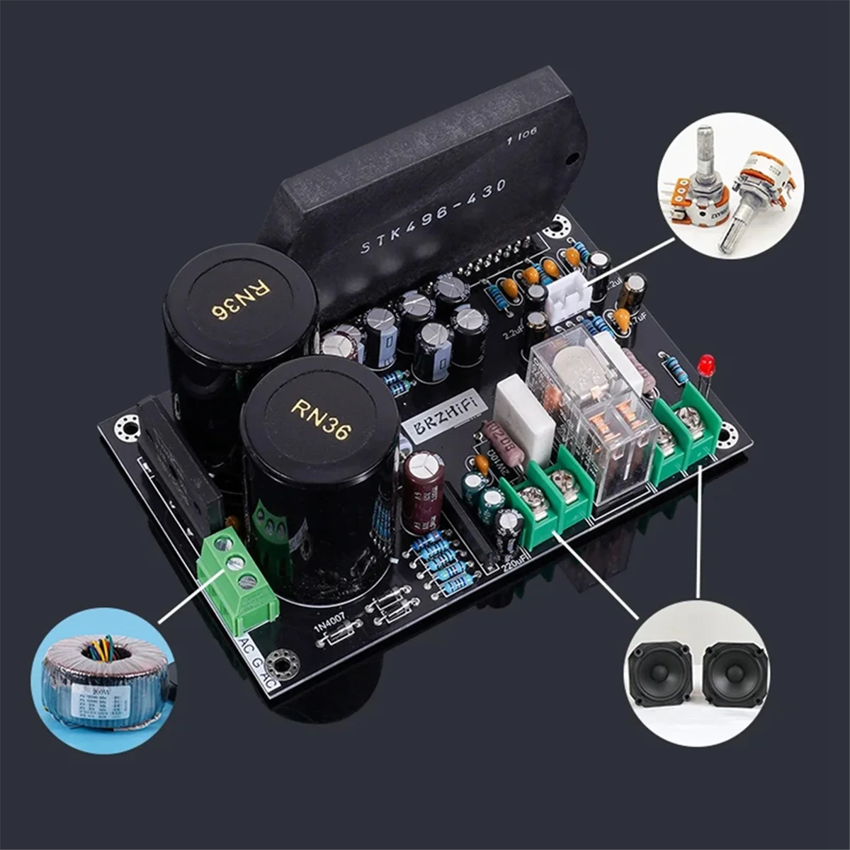 

X62A_HIFI Thick Film STK496-430 300W Digital Power Amplifier Board