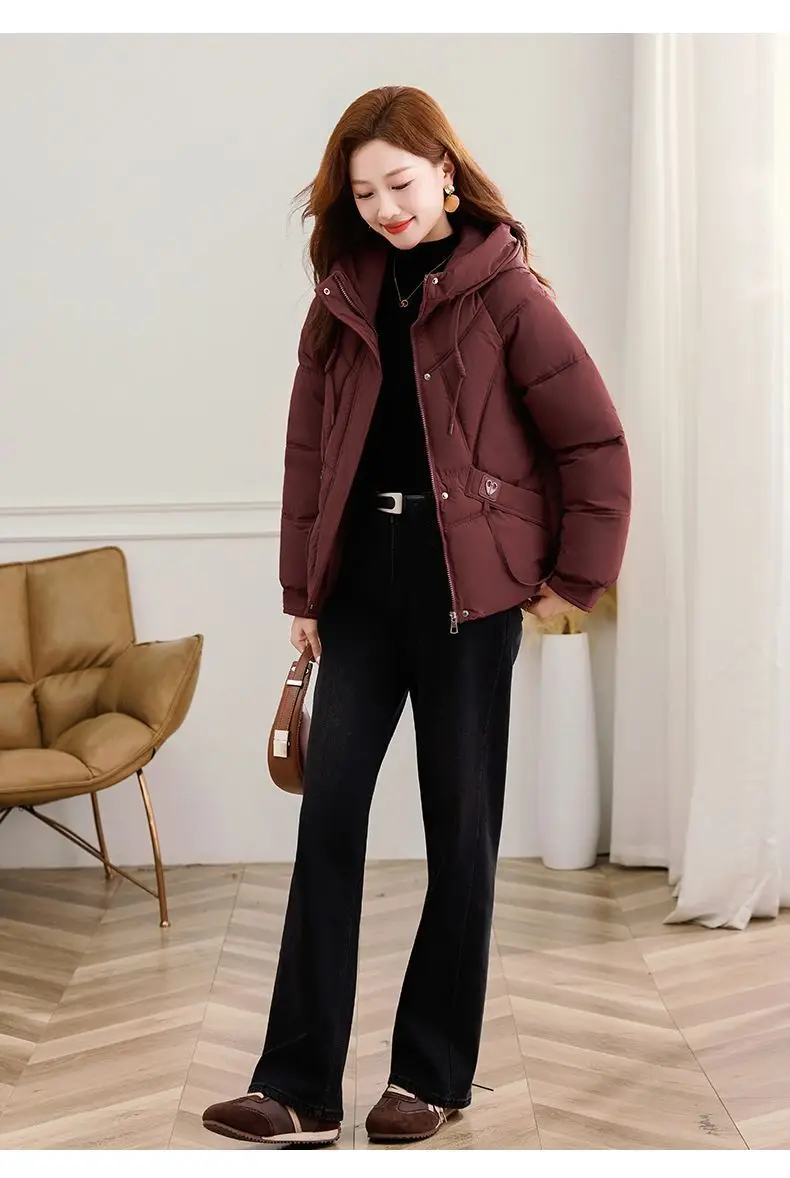 2027 Winter New High End Big Fur Collar Workwear Down Cotton Jacket Women's Fashion Short Thicken Cotton Female Parkas Coats