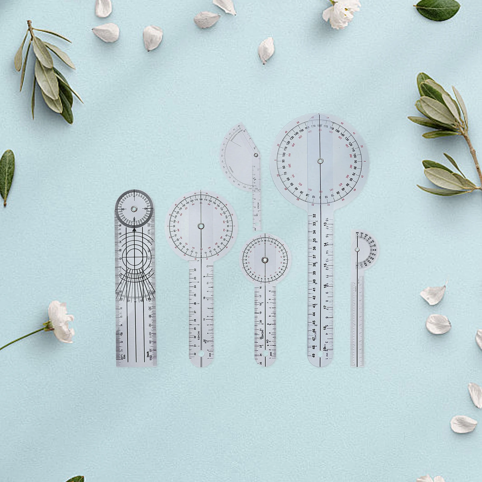 

6pcs Goniometer for Physiotherapy Angle Measurement Spinal Protractor Medical Ruler Tool Finger Goniometer Medical Ruler