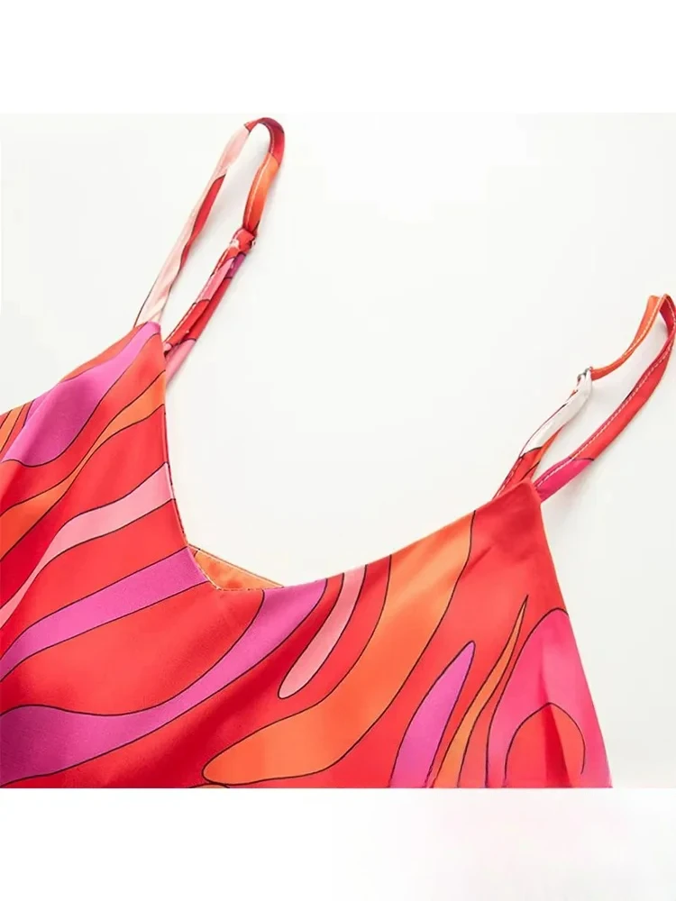 KONDALA Beach Chic Long Women Cami Dress Geometric Sleeveless Holiday Dress Fashion 2025 Autumn Elegant Evening Club Dress