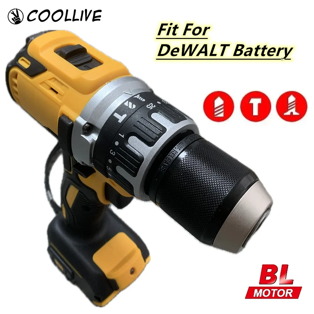 Dewalt 20V 배터리에 적합 브러시리스 해머 드릴 3in1 전기 스크루 드라이버 무선 임팩트 드릴 전동 공구