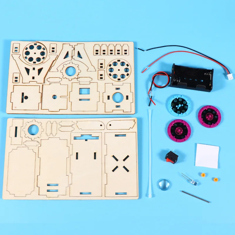 DIY Science Experiment Kit & Education Model Toy Wooden DIY Projector Physics Science Toys For Children Birthday Gift Project