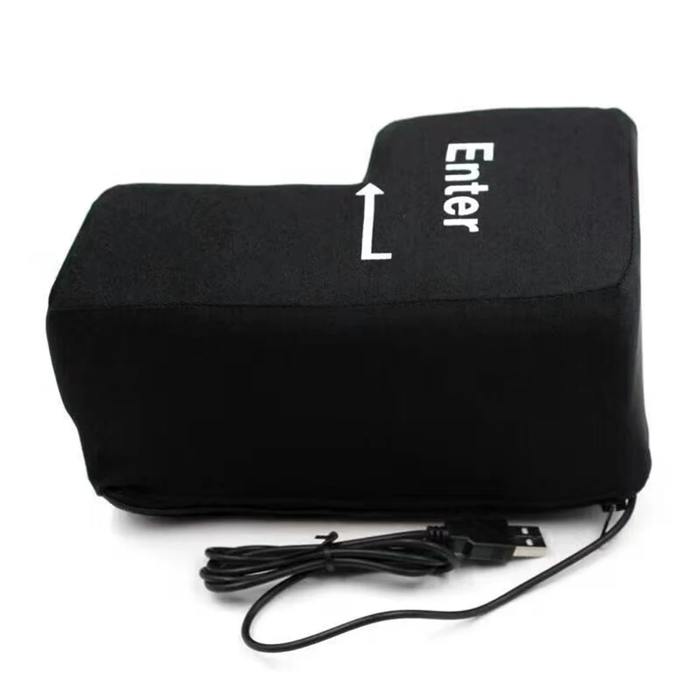 Big USB Enter Key Vent Pillow Soft Computer Button Return Key Decompression Pillow Stress Relief Toy Enter Button Black