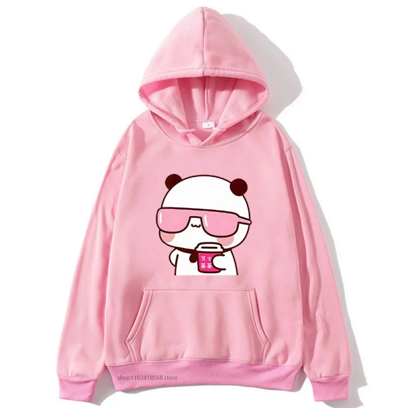 

Harajuku Men Women Sudaderas Cartoon Kawaii Print Pullover Couple Hoodies Bubu Is Watching Movie With Dudu Plus Size Sweatshirt