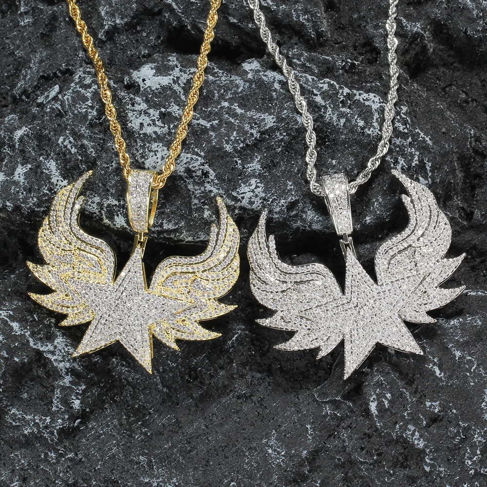 

Unisex Hip Hop Accessory Necklace Euro-American Brass Zircon Victory Wings Star Pendant