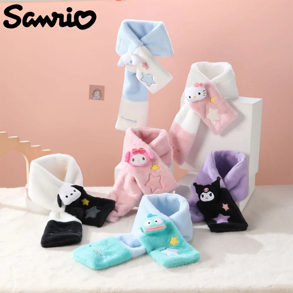 Anime Sanrio Kuromi Hello Kitty Shawls Cute Cartoon Figure Cinnamoroll Warmth Shawls Xmas Holiday Accessories Gifts