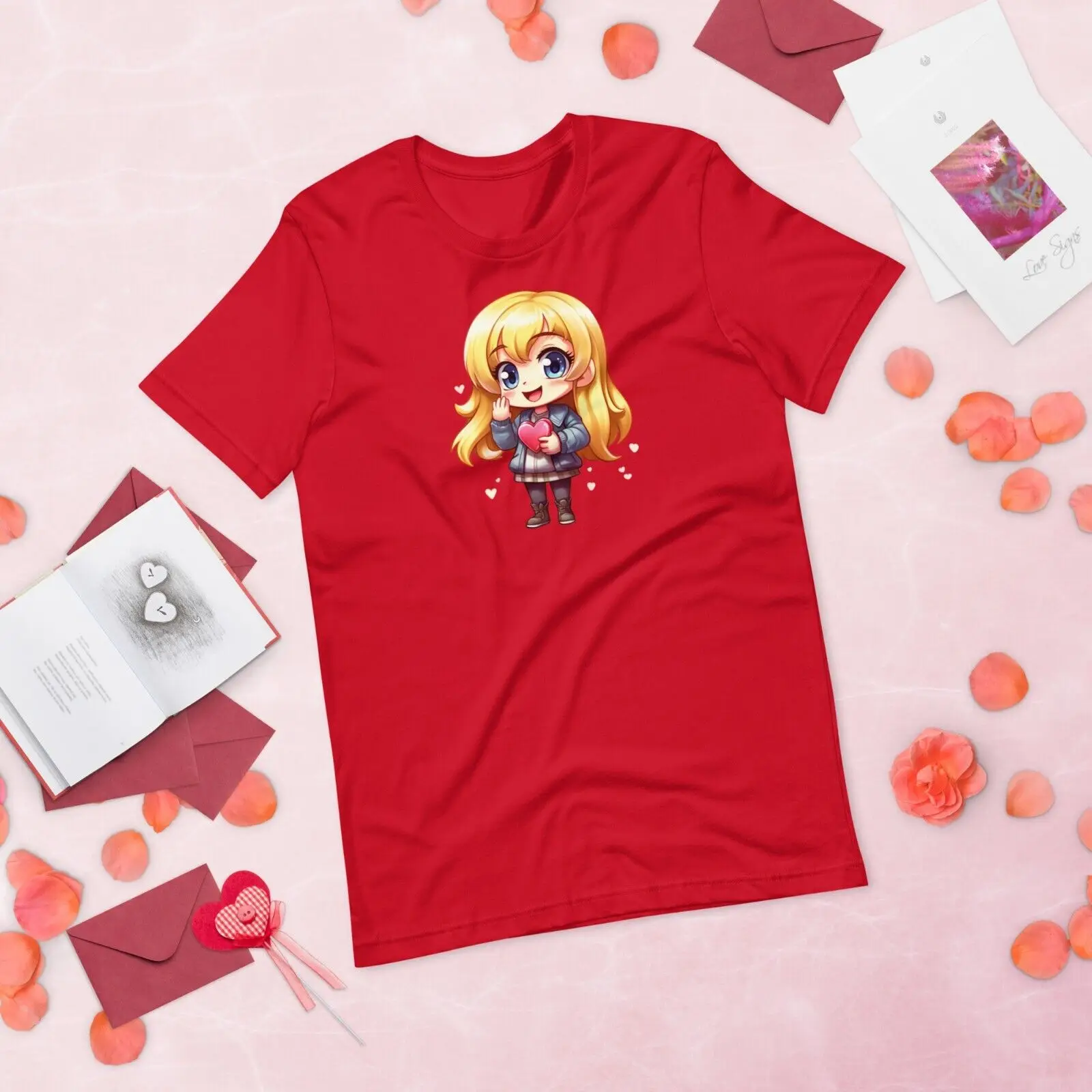 Happy Blushing Chibi Girl Tee | Anime Graphic Tees | kawaiitees.com