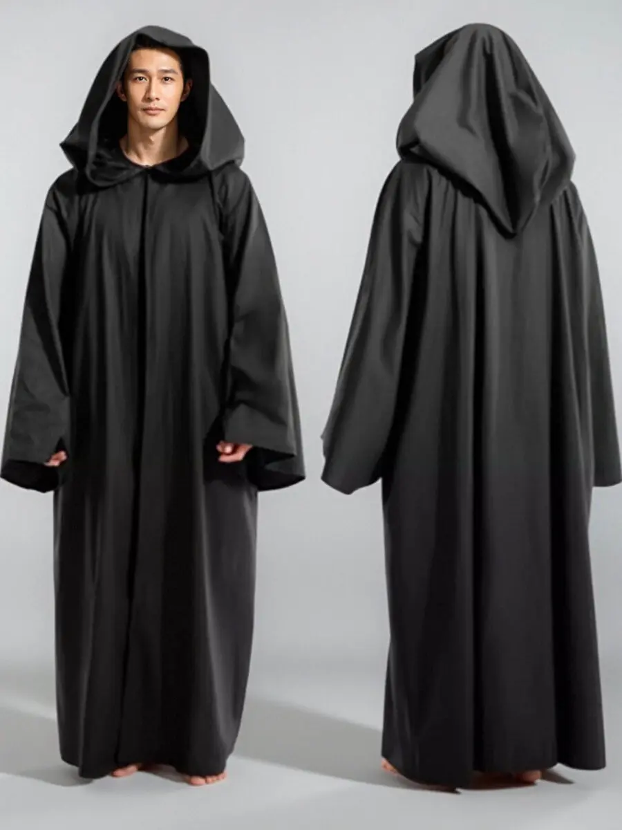 

Halloween Large Size Extended Hooded Robe Adult Loose plus Size Long Sleeve Robe Wizard Death God Costume Chinese Stage Costume