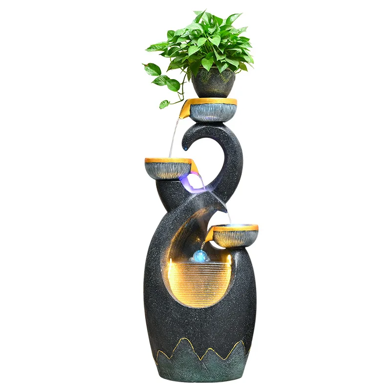 Flowing water ornament,living room decoration TV cabinet next to the floor housewarming circulating water feng shui wheel crafts