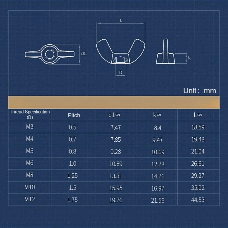 M3 M4 M5 M6 M8 M10 M12 M14 M16 Brass Wing Nuts Copper Butterfly Nut Hand Tightened Wing Nut Big Ear High Quality