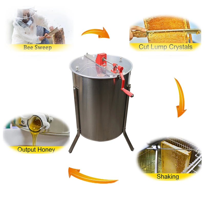 Apiculture Beekeeping Equipment Manual Honey Extractor 4 Frame Stainless Steel Honey Centrifuge For Beekeeper