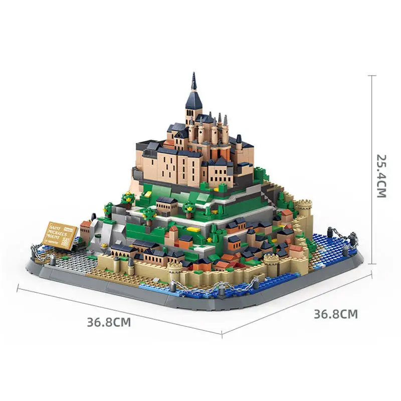 Architecture Model France Mont-Saint-Michel World Architecture Street View Building Blocks Set Assembled Bricks Toys Gifts