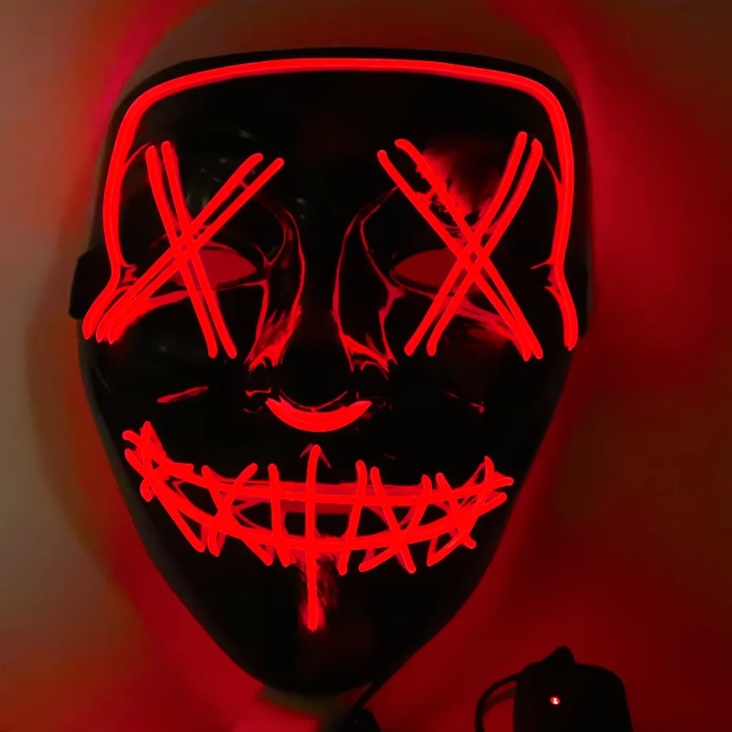 High Quality Cheap Price Luminous Glow Scary Masquerade Cosplay Rave Mask LED Light Up Horror Halloween Party Mask