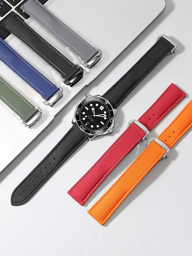 Watch Strap Suitable for Omega Seamaster Fluoroelastomer Strap Tissot Longines Rolex IWC 21/22mm