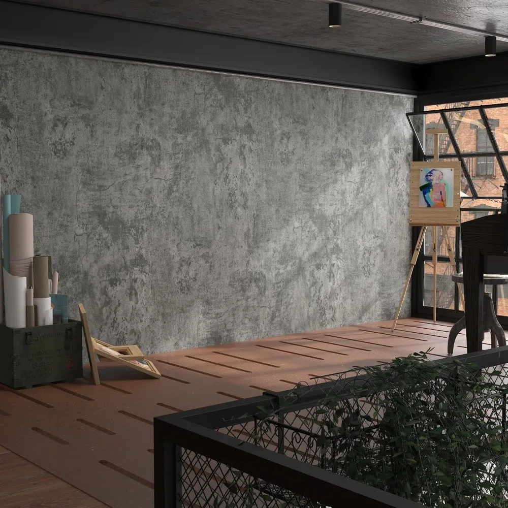 ورق جدران قابل للتقشير واللصق من الخرسانة الرمادية، ورق اتصال أسمنتي غير لامع مقاوم للماء وقابل للإزالة للاستخدام الصناعي