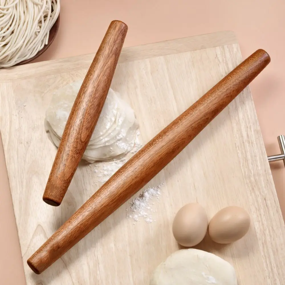 Natural Material Solid Wood Rolling Pin Non-Stick Smooth Surface Wooden Dough Roller Pointed End Unpainted Baking Tools Pasta
