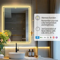 LUVODI 28x36 inch Illuminate Bathroom Mirror with Light Backlit Dimmable Defog Wall-mounted Bath Mirror