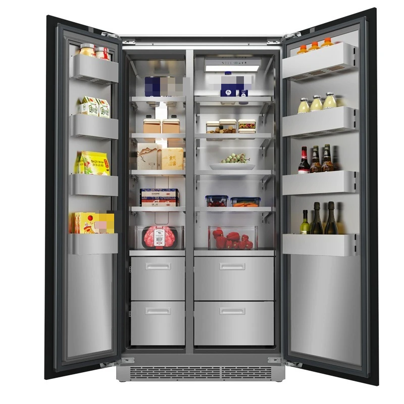 Built-in Refrigerator with Stainless Steel Interior Dual Door 91 cm Wide Inverter Fan Cooling Refrigerator for 455 L