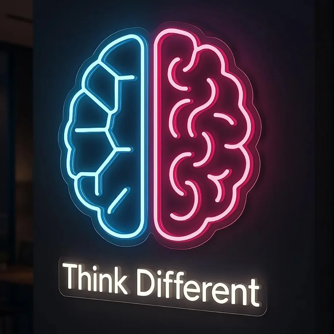 Think Different Neon Sign Brain Shaped Neon Office, Studio or Creative Room Home Bedroom Art Wall Decor