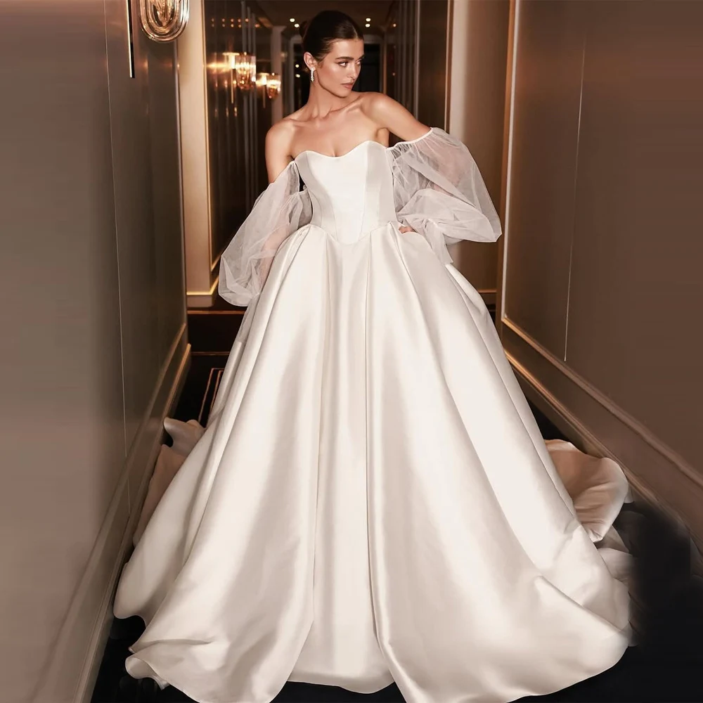 

Sweetheart Collar Women Wedding Dresses Lace Printing Bridal Gowns Specially Designed Engagement Vestidos De Noivas Customized