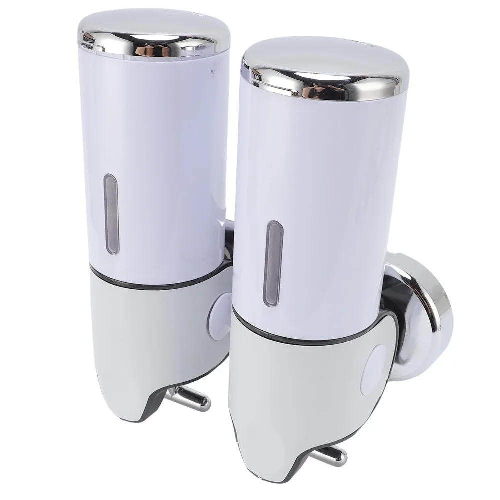 ABS Wall Mount Soap Dispenser 1000ml Capacity White Black Transparent Shampoo Conditioner Dispenser Manual Pressing Head