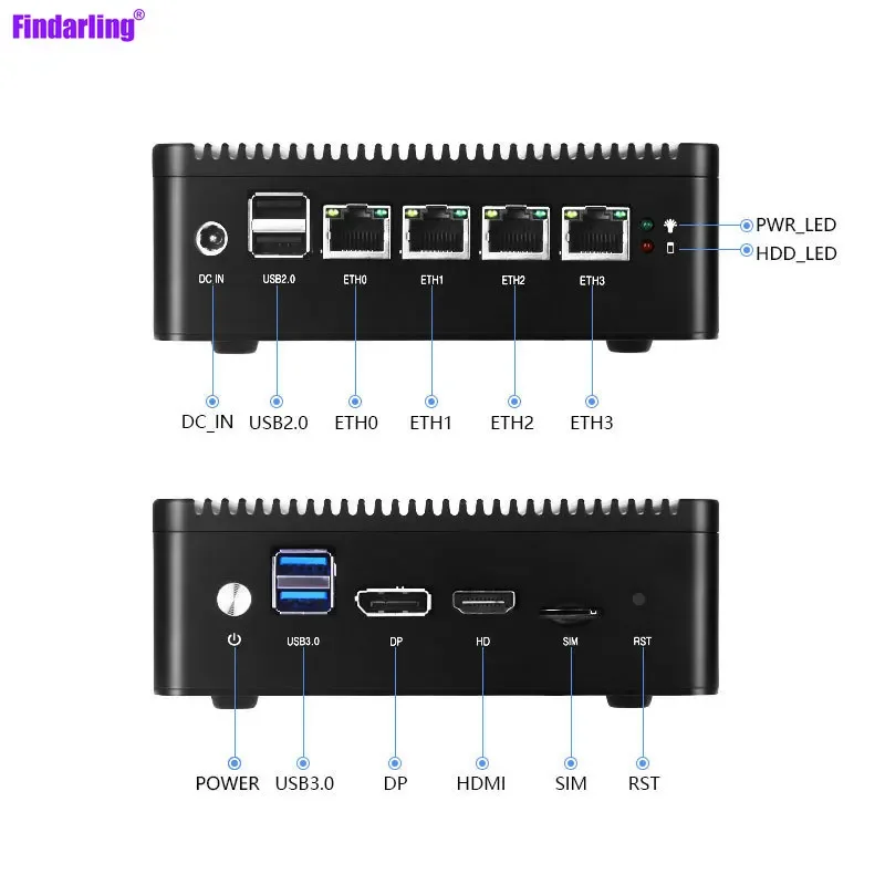 An2 quad core intel n4000/j4125, 4 * i226 2,5g lan mini pc lüfter loser soft router, HD-MI dp ddr4 ssd