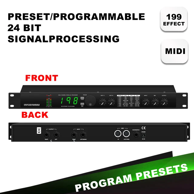 Profesjonalny cyfrowy efekt pogłosu z wieloma efektami procesora DSP, korektor procesora audio
