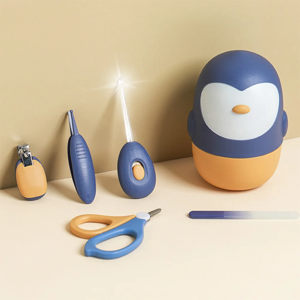 

1Set Baby Nail Care Kit 5 in 1 Cartoon Shape Nail Clipper Scissors File Tweezer LED Ear Spoon Infant Toddler Grooming