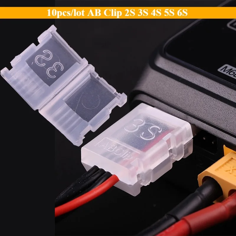 10pcs/lot AB Clip 2S 3S 4S 5S 6S LiPo Battery JST-XH Balanced Head Protection Balance Plug Savers AB Cover for RC Drone Battery