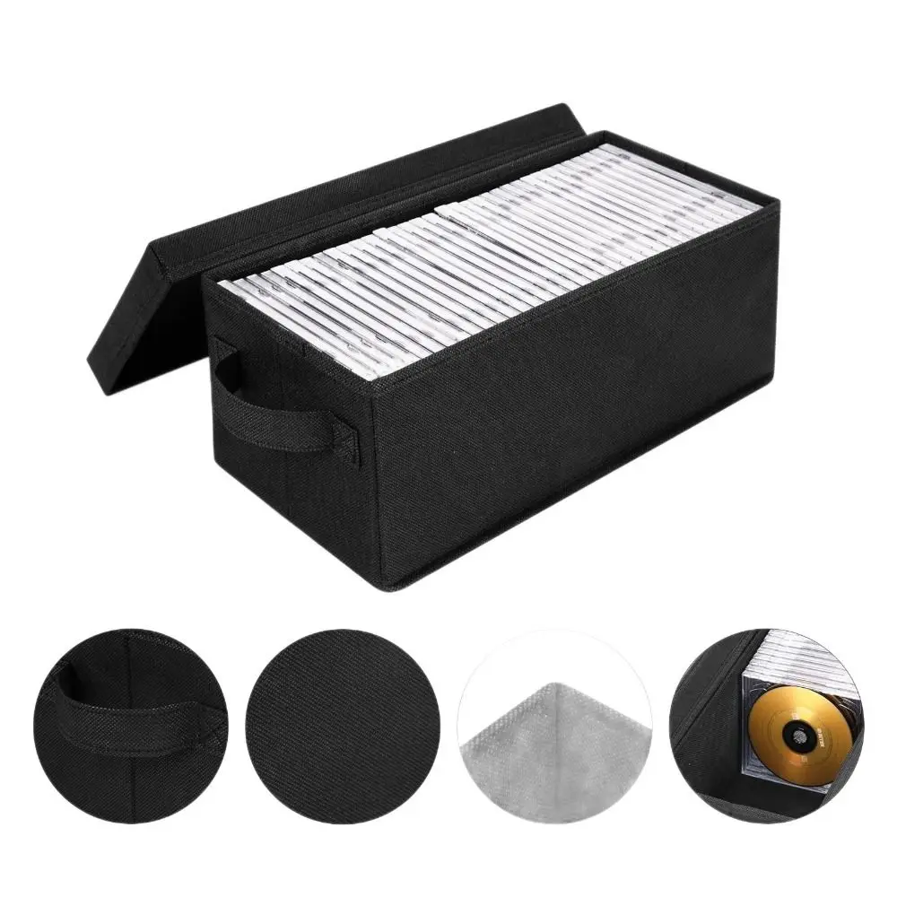 Premium Visible Window CD Storage Box with Handles 148 CD Capacity Stackable CD Case Compact Foldable CD Holder Audio Collection