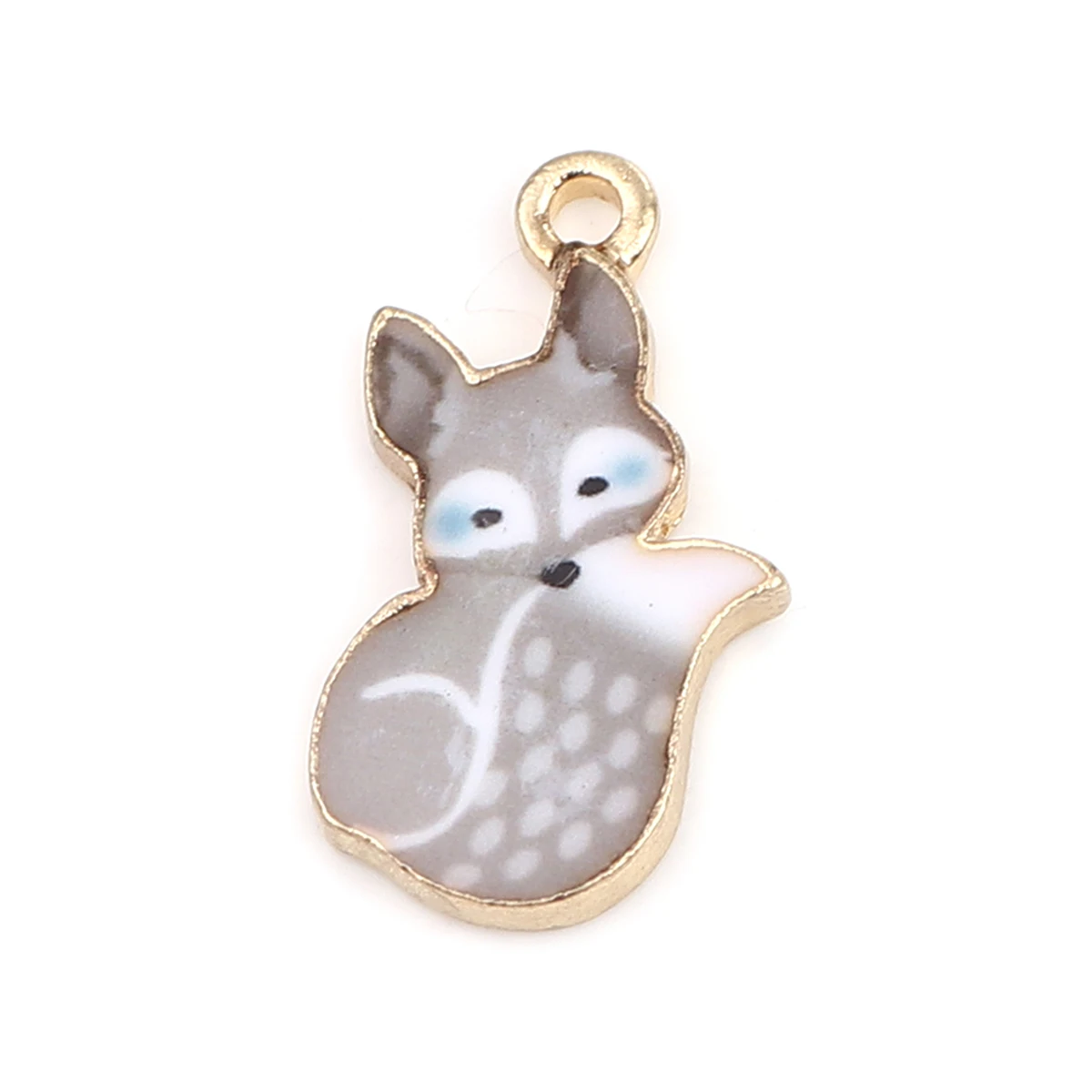 10 PCs Cute Enamel Fox Charms Gold Color Cartoon Animal Metal Pendants DIY Bracelet Necklace Jewelry Making Findings 19mm x11mm