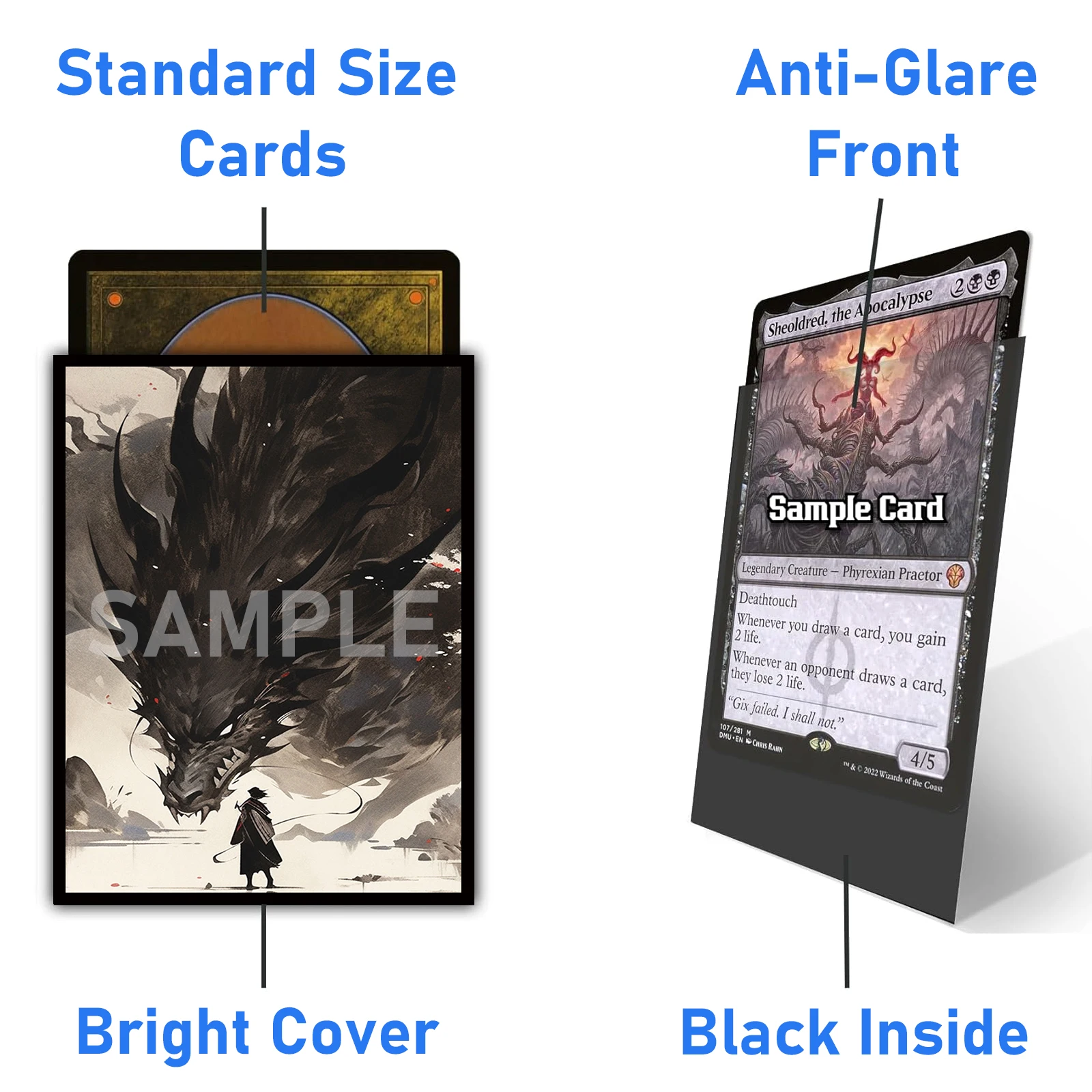MTG Card Sleeves -100 PCS Trading Card Game, Size 2.6 x 3.6 inches, Suitable for All TCG Card Games Protective - Dragon