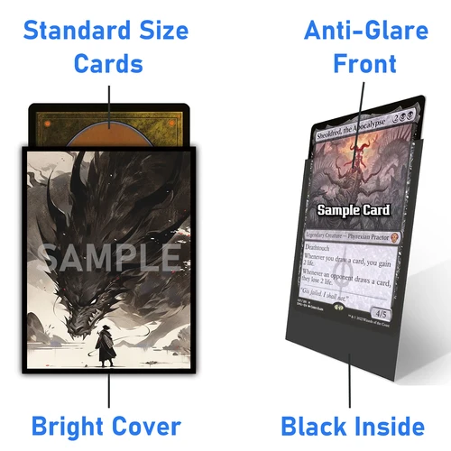 Imagen 2 del producto Fundas para tarjetas MTG - Juego de cartas comerciales de 100 piezas, tamaño 2,6 x 3,6 pulgadas, adecuado para todos los juegos de cartas TCG protectores - Dragon