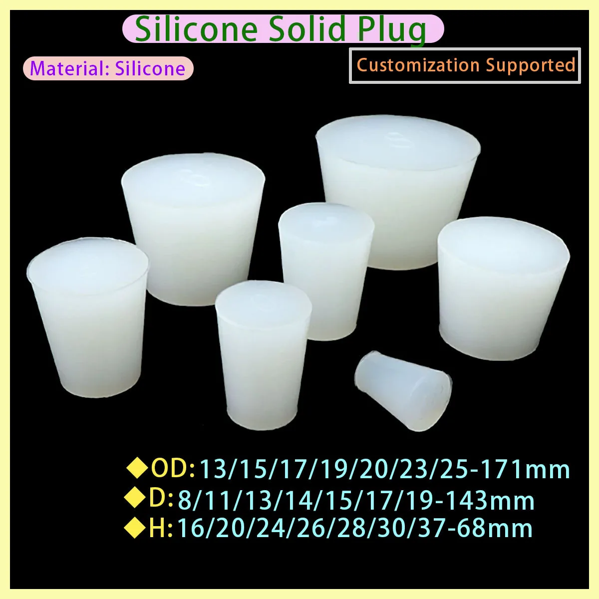 Cone Shaped Silicone Plug, Rubber Plug, Electroplated Sealing Shield Plug, High Temperature