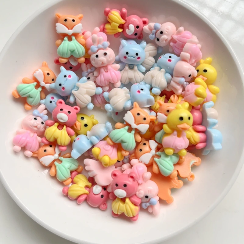 Mixed Kawaii Rabbit Elephant Bear Rabbit Duck Resin Flat Back 20PCS Clip Book DIY Decorative Crafts