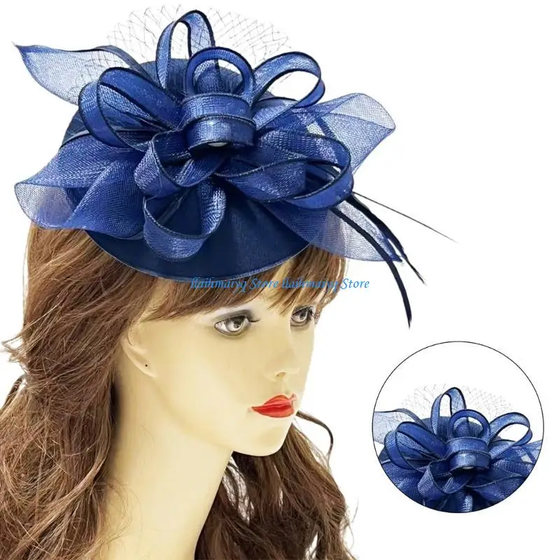 

573B Ретро-волшебная лента с большой цветочной сеткой для ретро-вечеринок Головной убор с лентой-хлопушкой и жемчугом