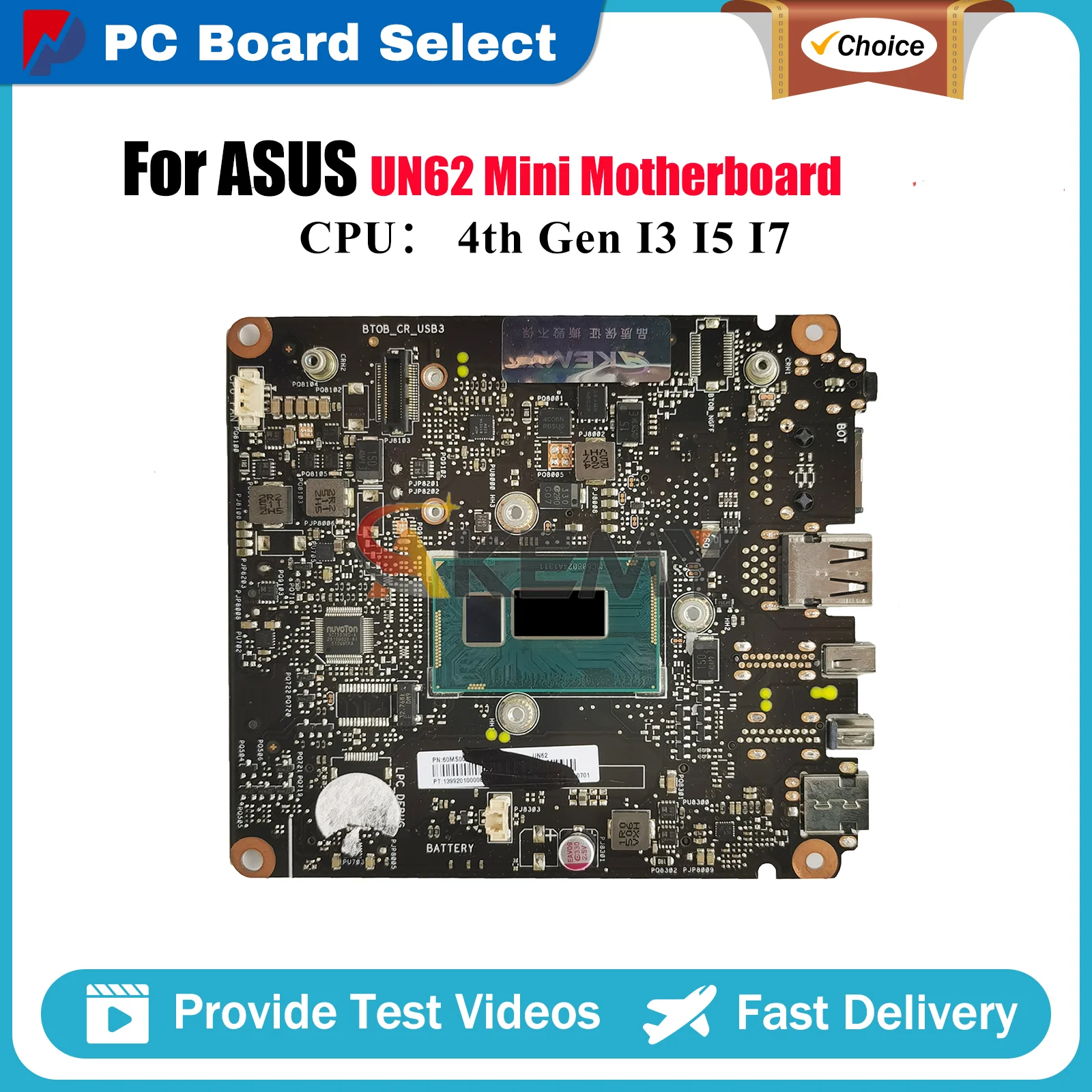 

UN62 Laptop Motherboard For ASUS VivoMini UN62 Notebook Mainboard With I3 I5 I7 CPU 100% tests OK fast shipping High quality