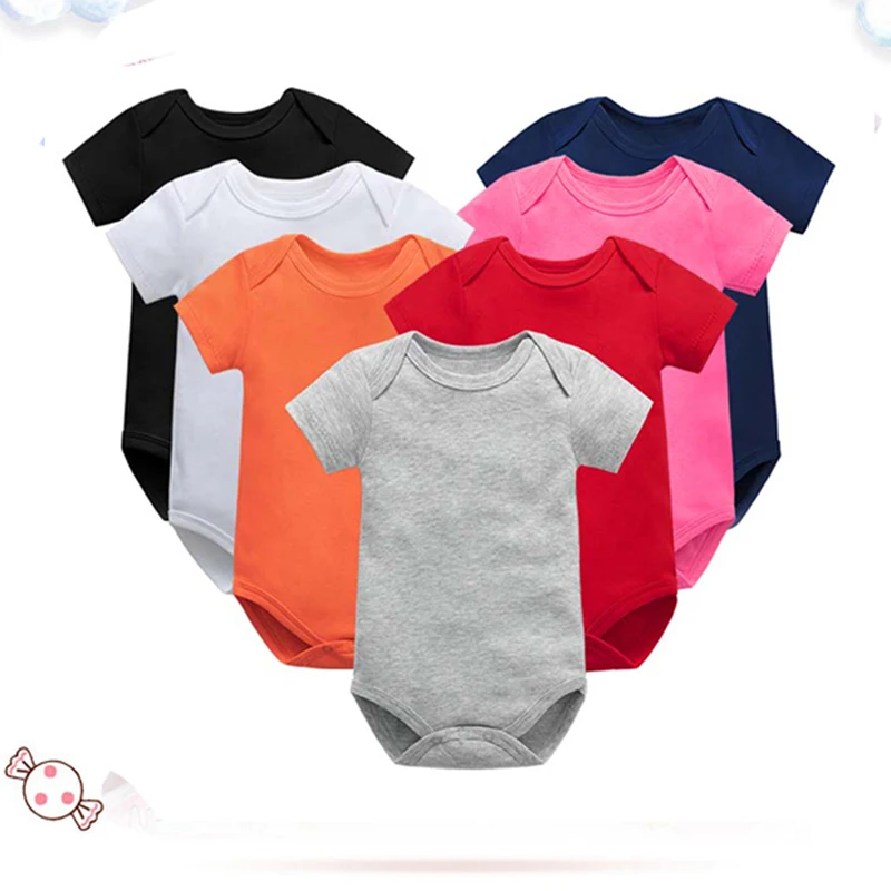 3-24M Cotton Baby Bodysuit For Newborns Four Season Short Sleeve Infant Baby Girls Boys Clothes Jumpsuit Solid Baby\'s Rompers