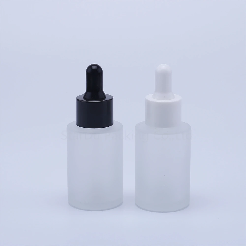 100pcs 30ml Transparent Frost Glass Bottle With Dropper For Essential Oil Bottles , 30cc Empty Perfume Bottles