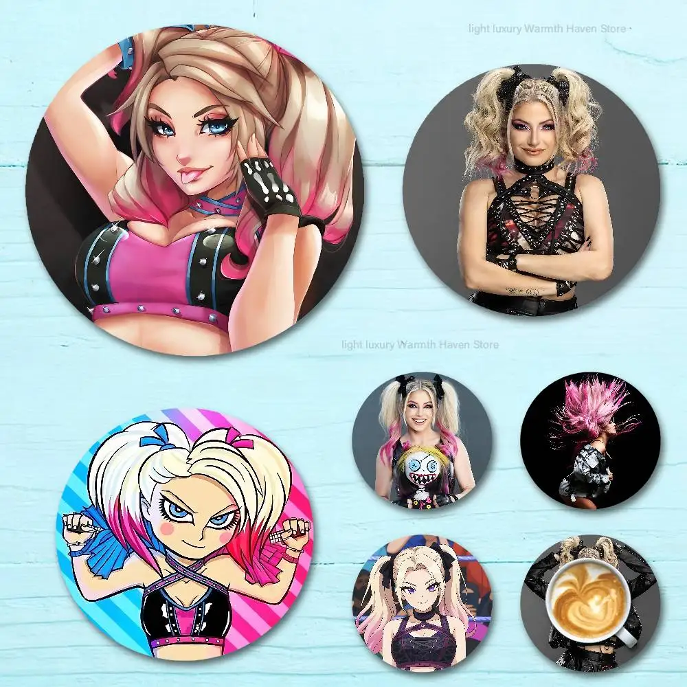 

Wrestling A-Alexa B-Bliss wooden anti-slip coasters suitable for home office and theme party decoration