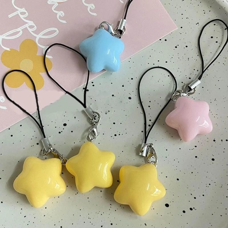  Colorful Cellphone Chain Dopamine Candy Color Fat Star Phone Lanyard Phone Cover Case Strap Charm Jewelry Accessories