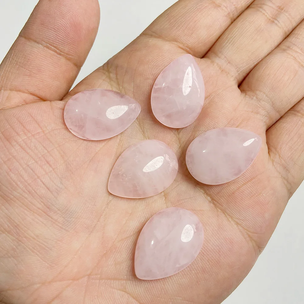 Natural Rose Pink Quartzs Crystals Cabochon Beads Water Drop Shape Cabochon Cameo No Drilled Hole Cabochons for Jewelry Making